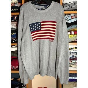 Chaps Ralph Lauren Knit USA American Flag Sweater